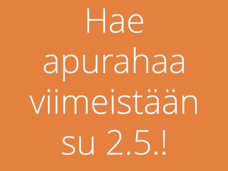 Apurahahaku kesälukioon päättyy 2.5. Hae pian!